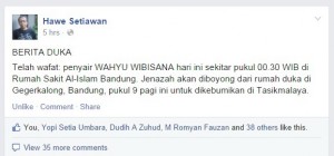 Status Hawe Setiawan. (Facebook)